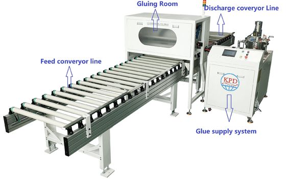 청정실 스테인레스 스틸 문 접착기 생산 라인 550KG LED 조명